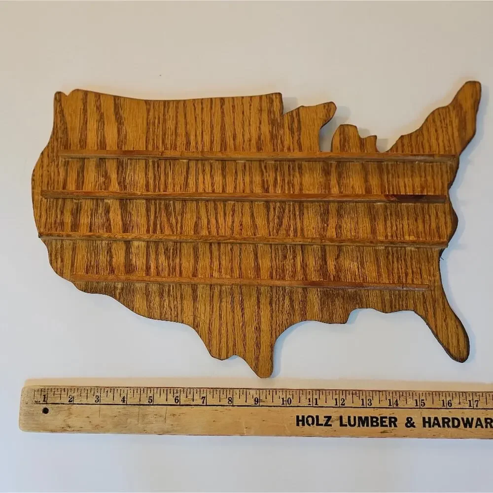 Rustic Brown USA Wood Cutout For Coins Or Poker Chips Wall Decor
